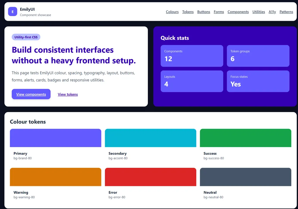 EmilyUI design system showcase