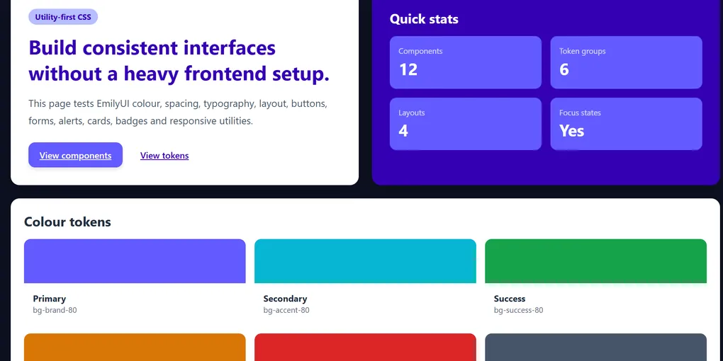 EmilyUI design system showcase